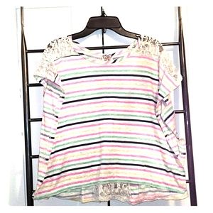 Girl's lace and stripe blouse 👚